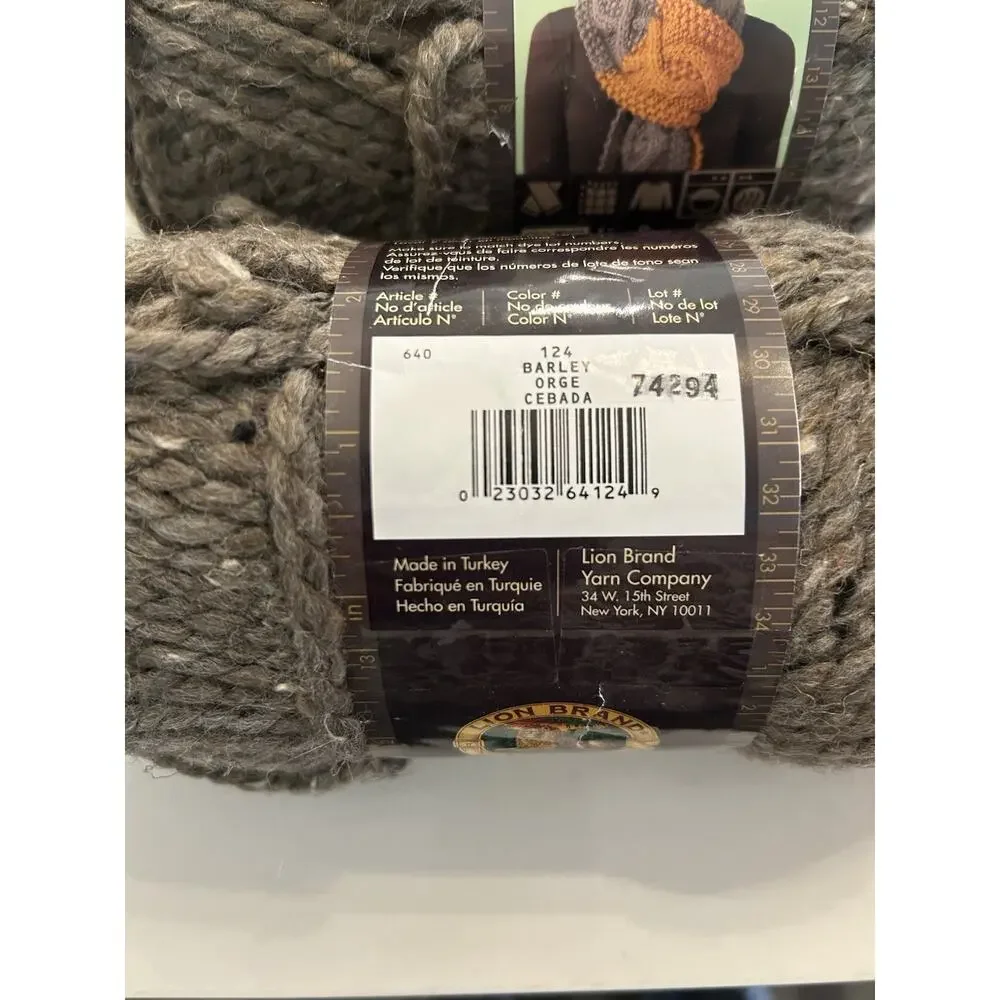 Vtg Lot of 8 Skeins Lion Brand Wool Ease Thick Quick Yarn 124 Barley Orge Cebada